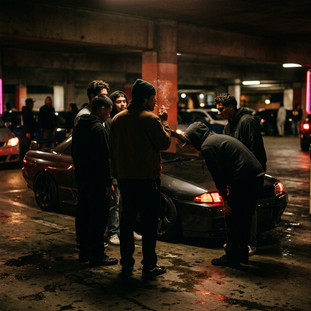 People gathered at a car meet, Los Angeles